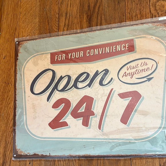 Open 24/7 Shop Store Metal Sign For Bar Pub Hotel Coffee Vintage - Picture 2 of 2